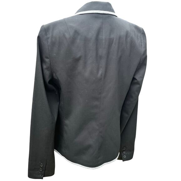Gap 98% Wool Piped Lapel Lightweight Black Blazer Sz 10 - Picture 6 of 12